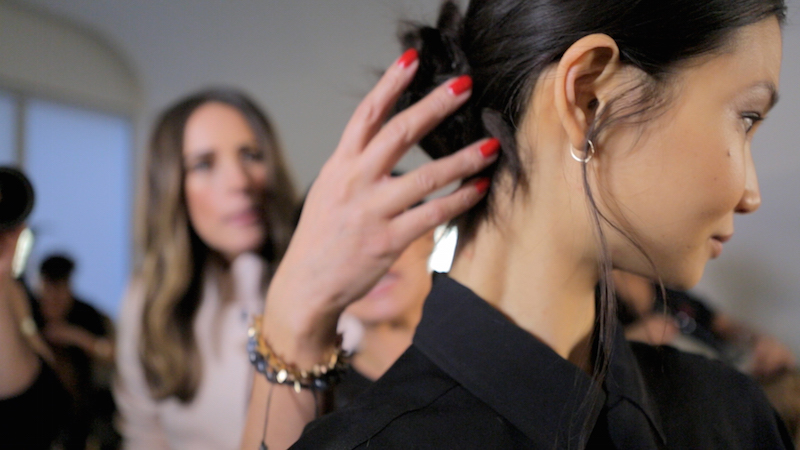 backstage with Louise Roe and TRESemme at Marissa Webb NYFW 1