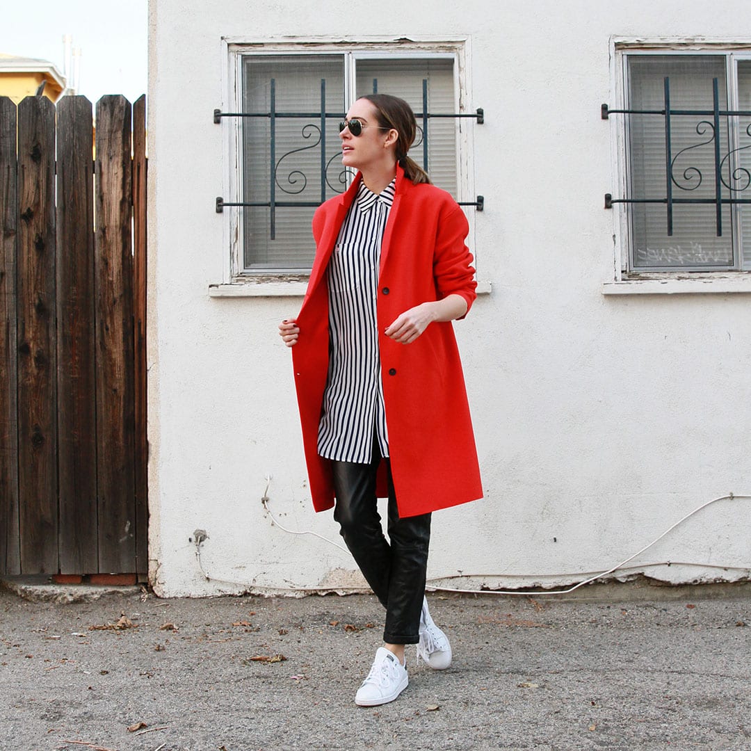 red spring coat