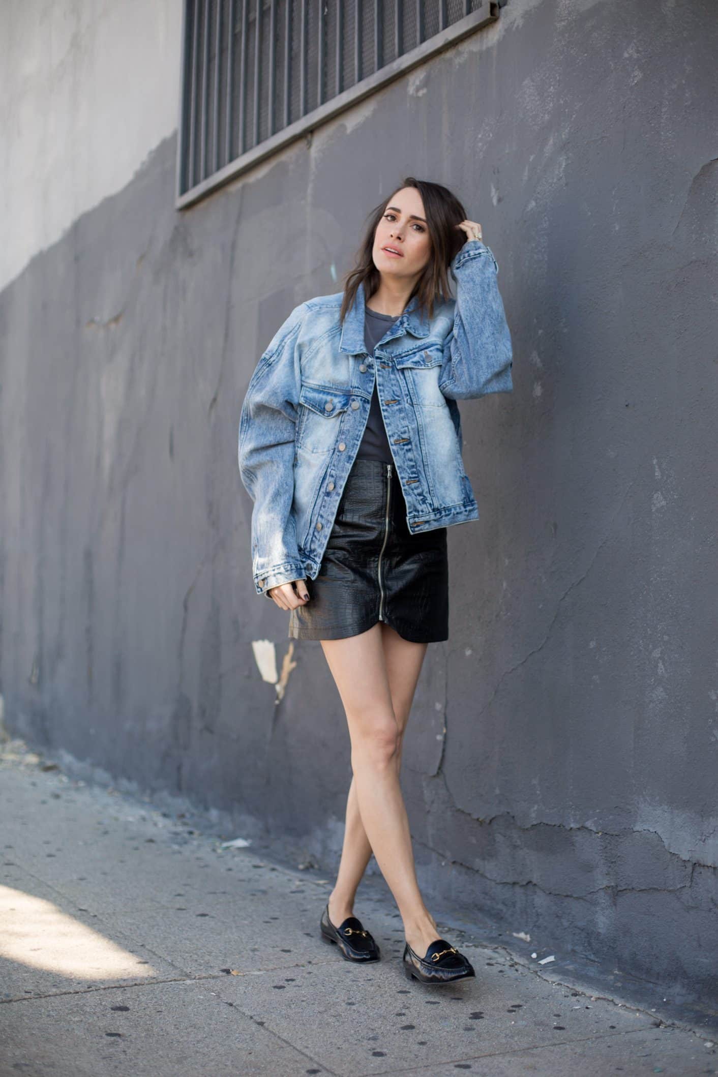 skirt and jean jacket