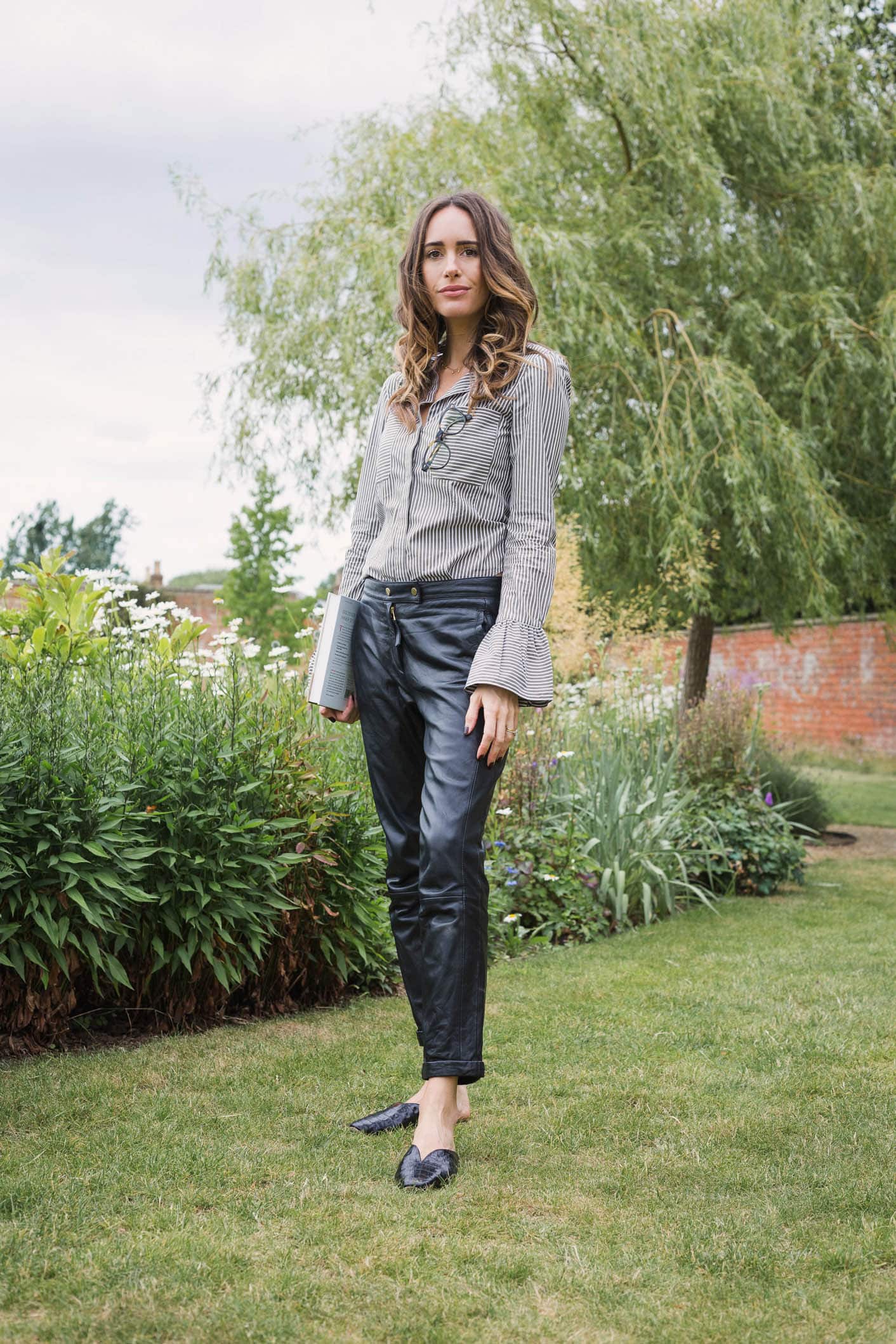 leather pants work outfit