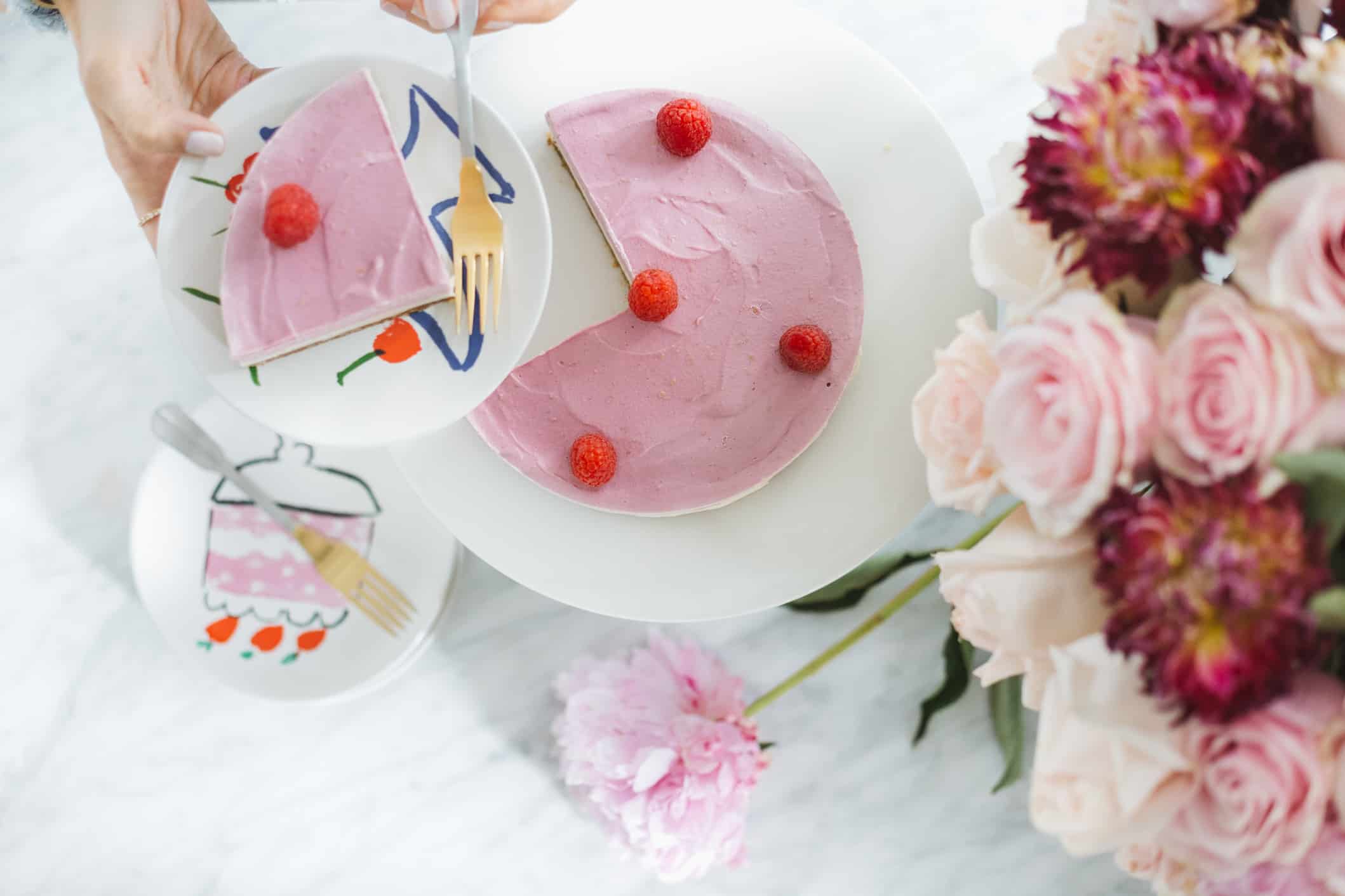 Louise Roe recipe for raspberry vegan cheesecake