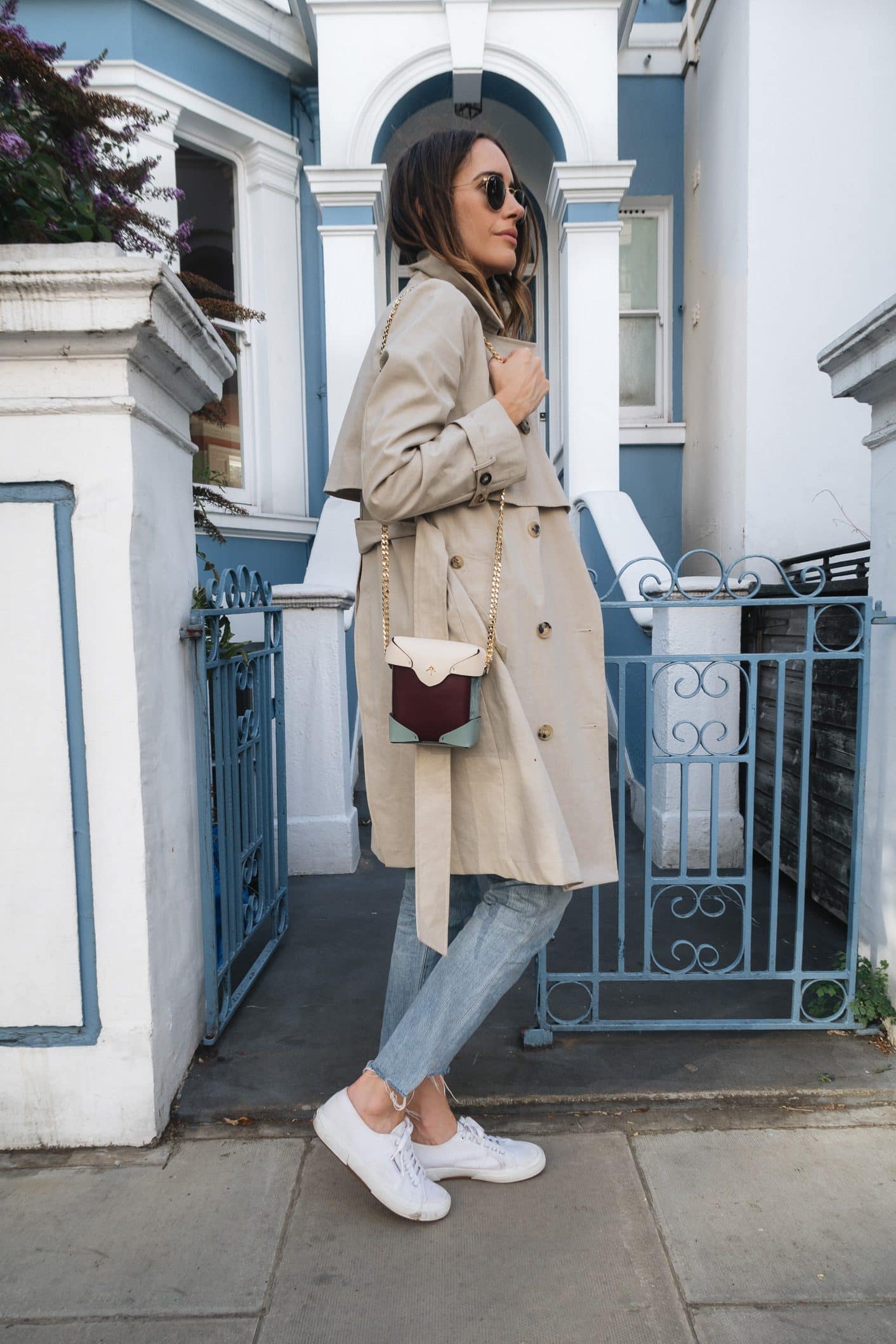 Louise Roe wearing a classic trench 