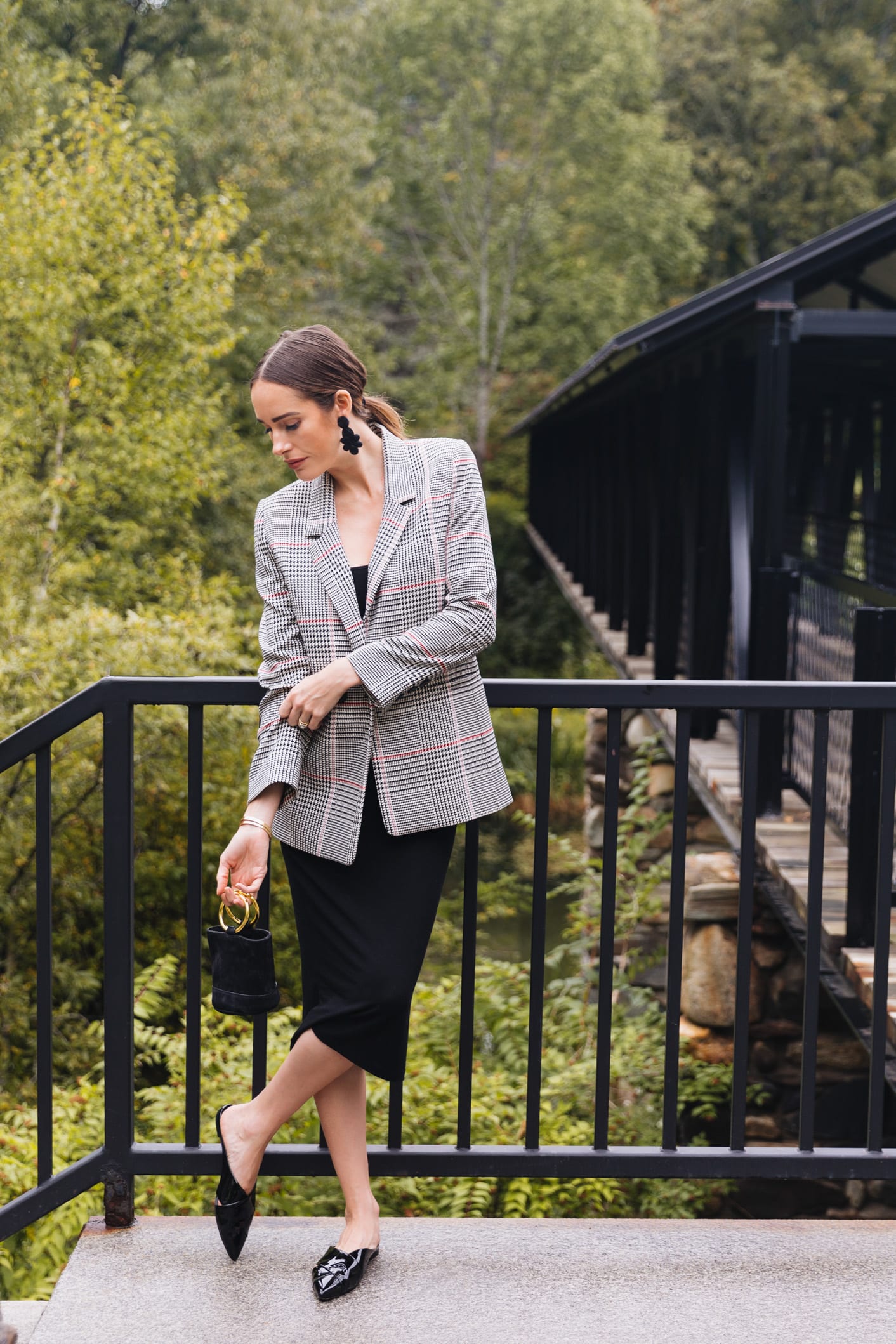 Fall Outfit Ideas Plaid Blazer x Rust Corduroy Boots - All About