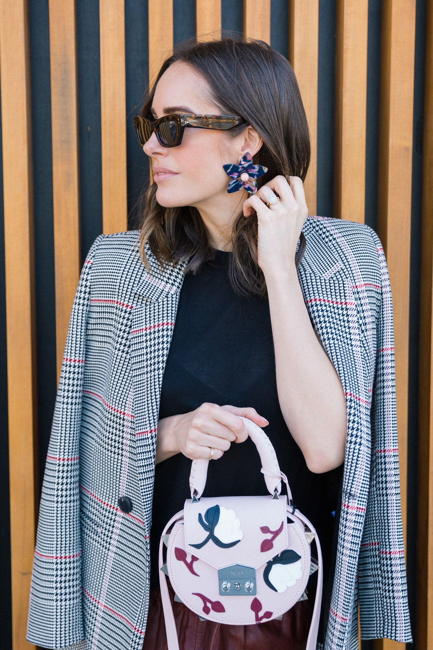 Louise Roe Spring Work Outfit With Leather Trousers Anine Bing Blazer And M. Gemi Heels