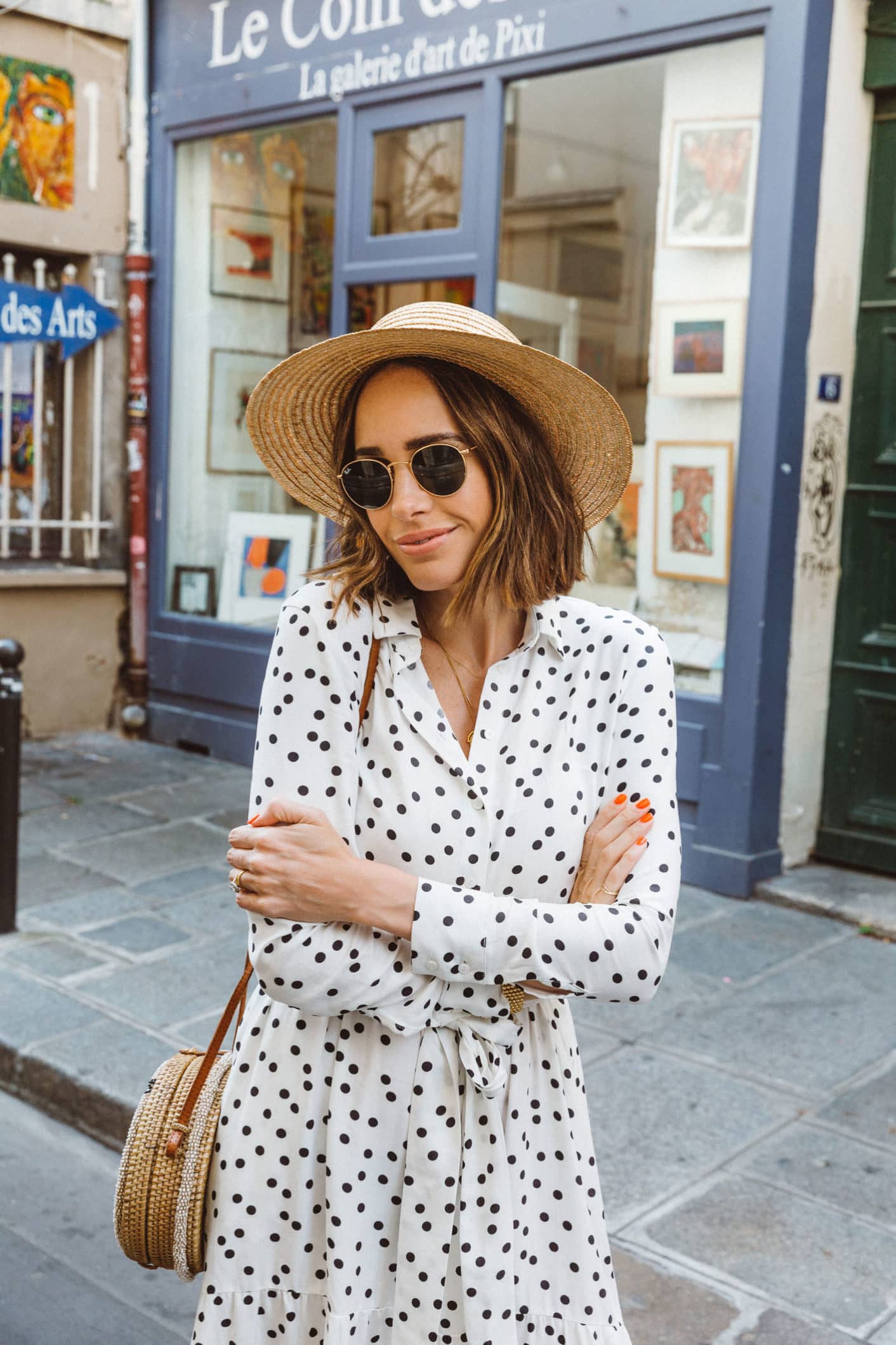 polka dot dress with sneakers