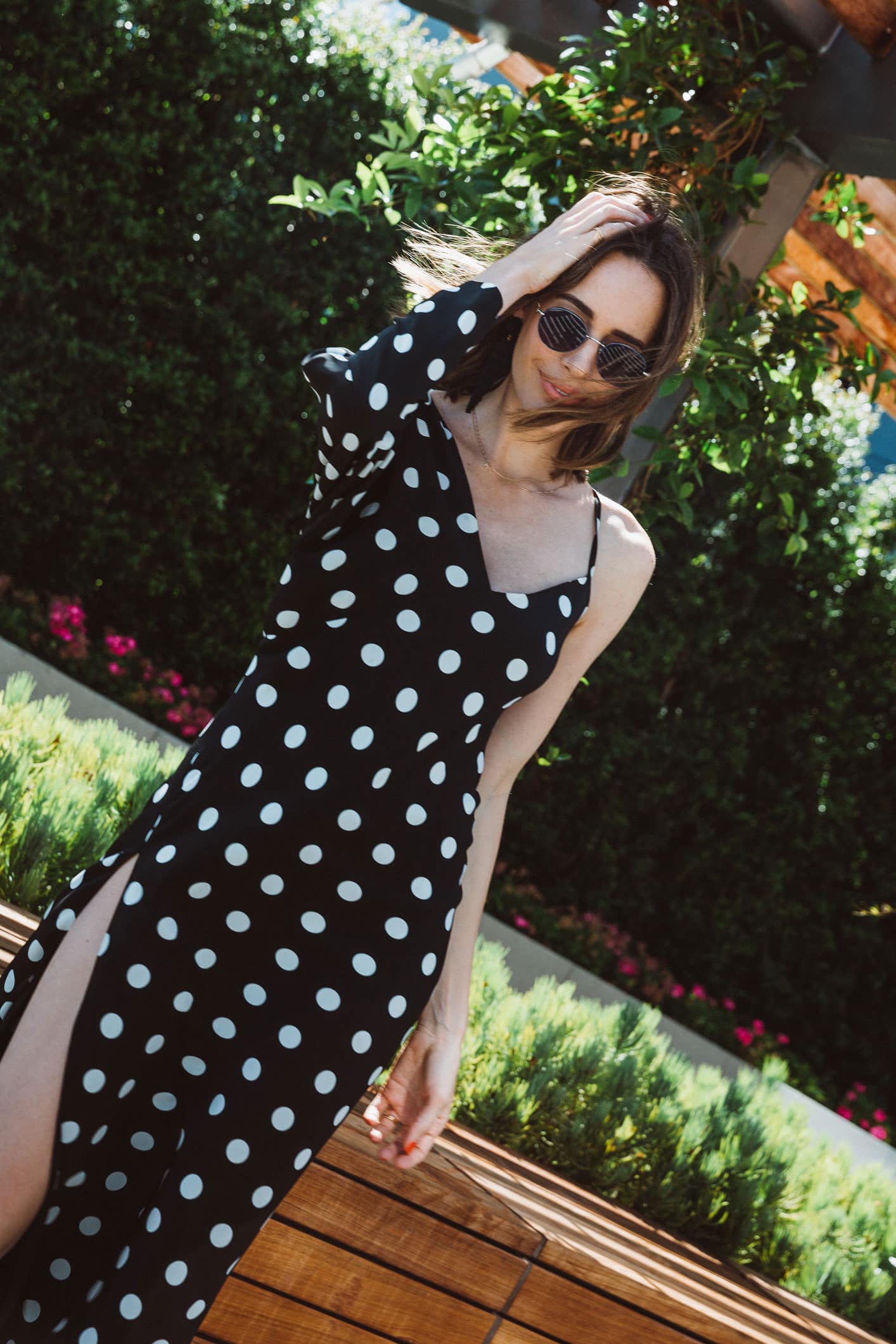 Louise Roe wearing polka dot gown and tips on non-traditional bridal looks ideas