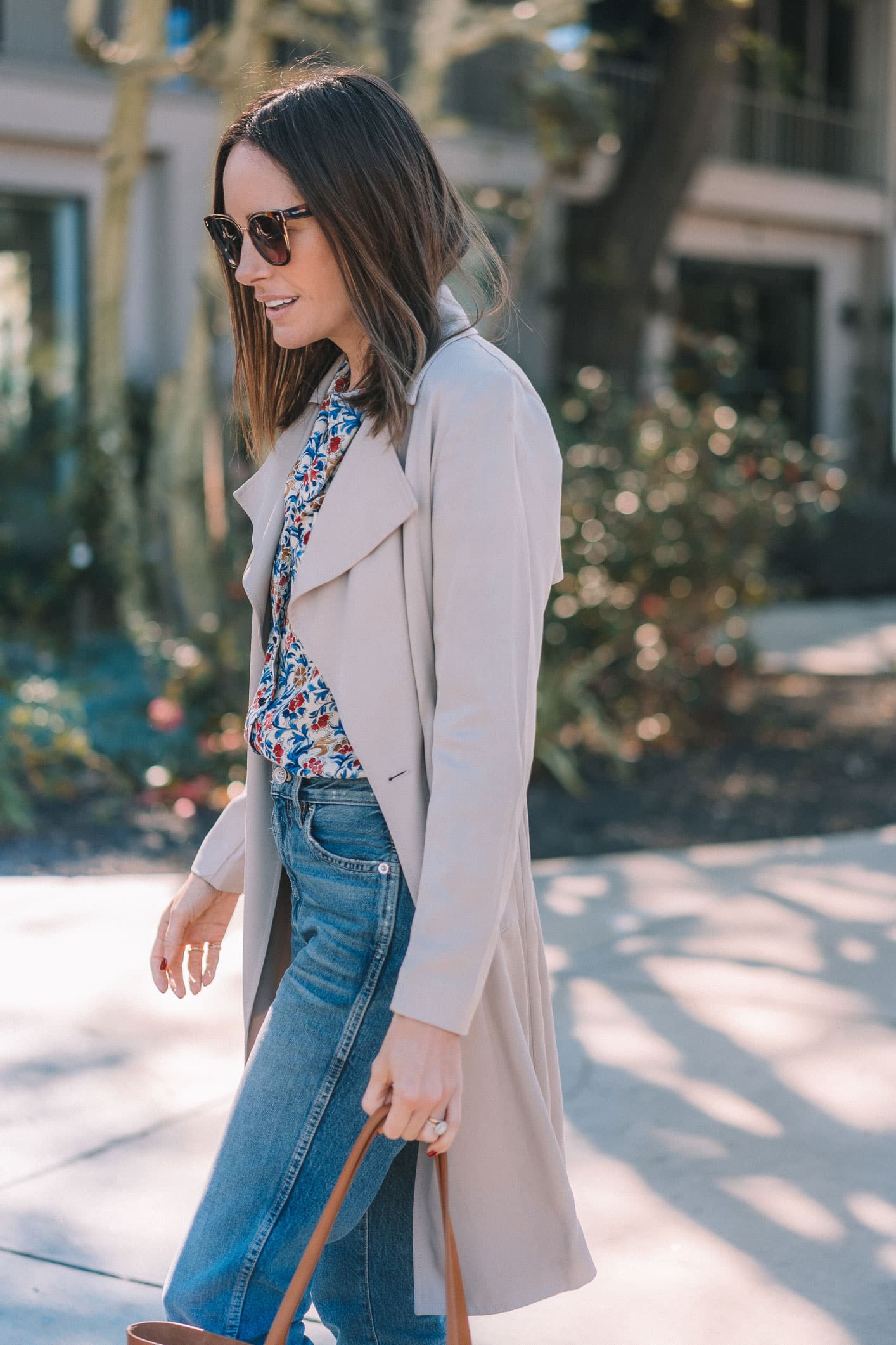 Louise Roe Wearing A Trench Coat and Jeans