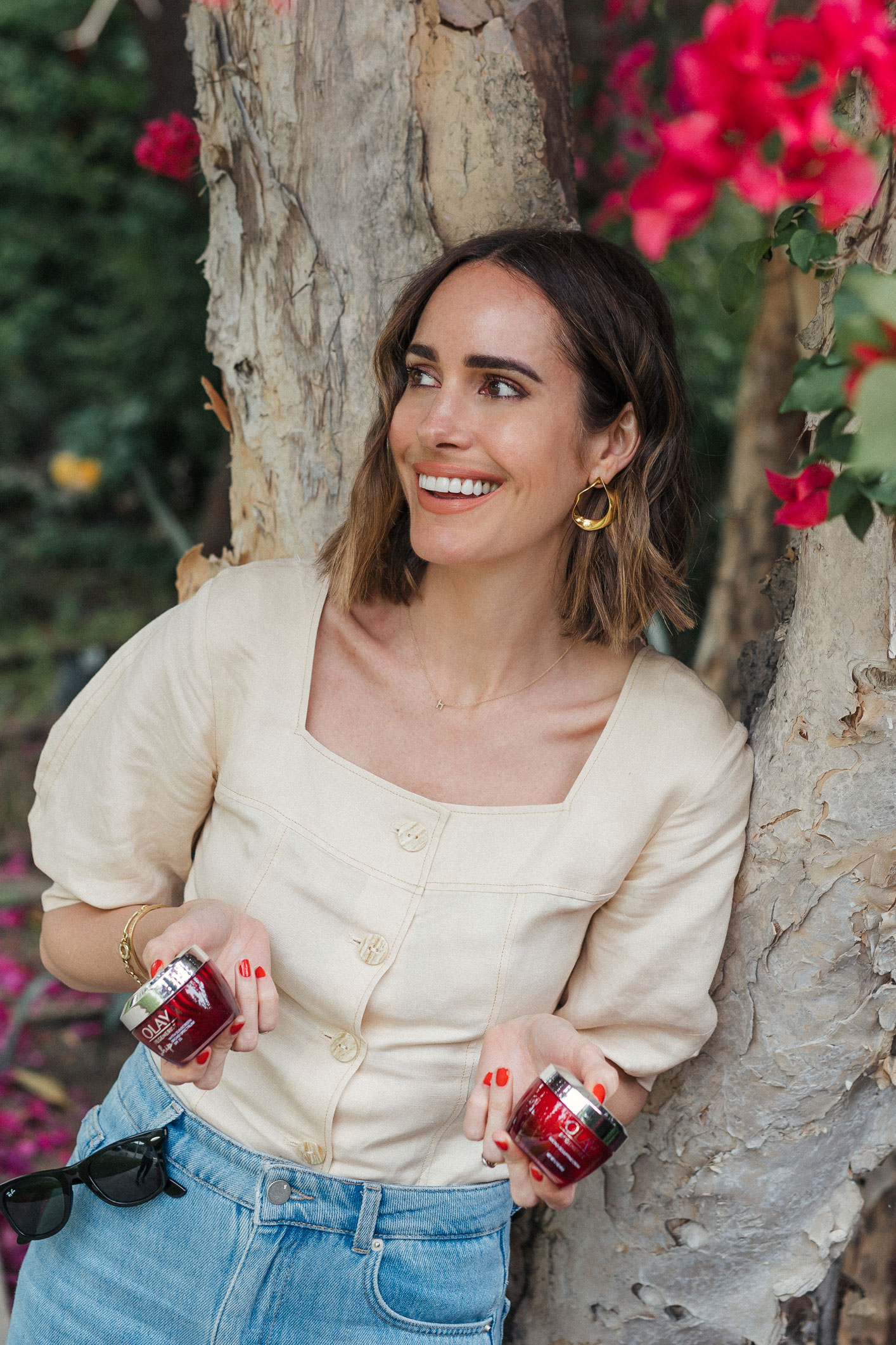 Louise Roe of Front Roe sharing her skincare secrets and advice on which type of moisturizer is best from your skin type using Olay Regenerist