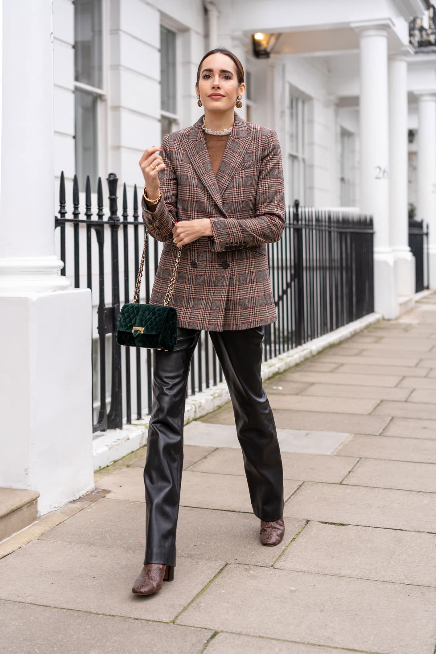 Louise Roe of Front Roe in a classic tweed jacket